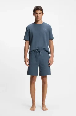 Pyjama-Shirt mit Waffelstruktur und Logo-Stickerei