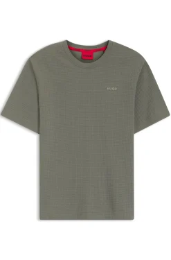Pyjama-Shirt mit Waffelstruktur und Logo-Stickerei