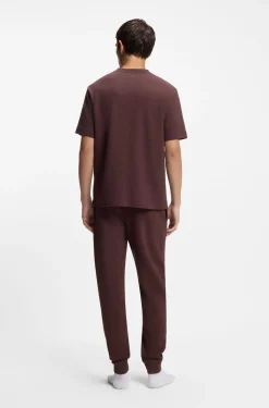Pyjama-Shirt mit Waffelstruktur und Logo-Stickerei