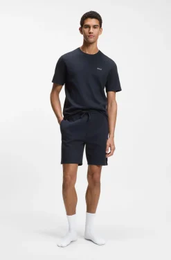Pyjama-Shorts aus Baumwoll-Mix mit Logo-Stickerei