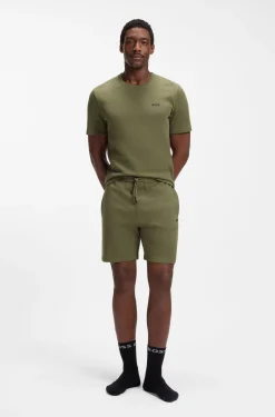 Pyjama-Shorts aus Baumwoll-Mix mit Logo-Stickerei