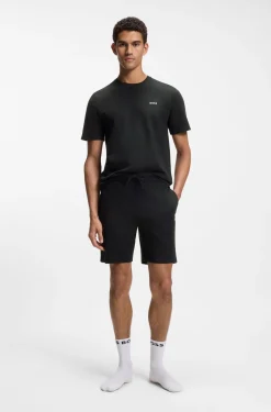 Pyjama-Shorts aus Baumwoll-Mix mit Logo-Stickerei