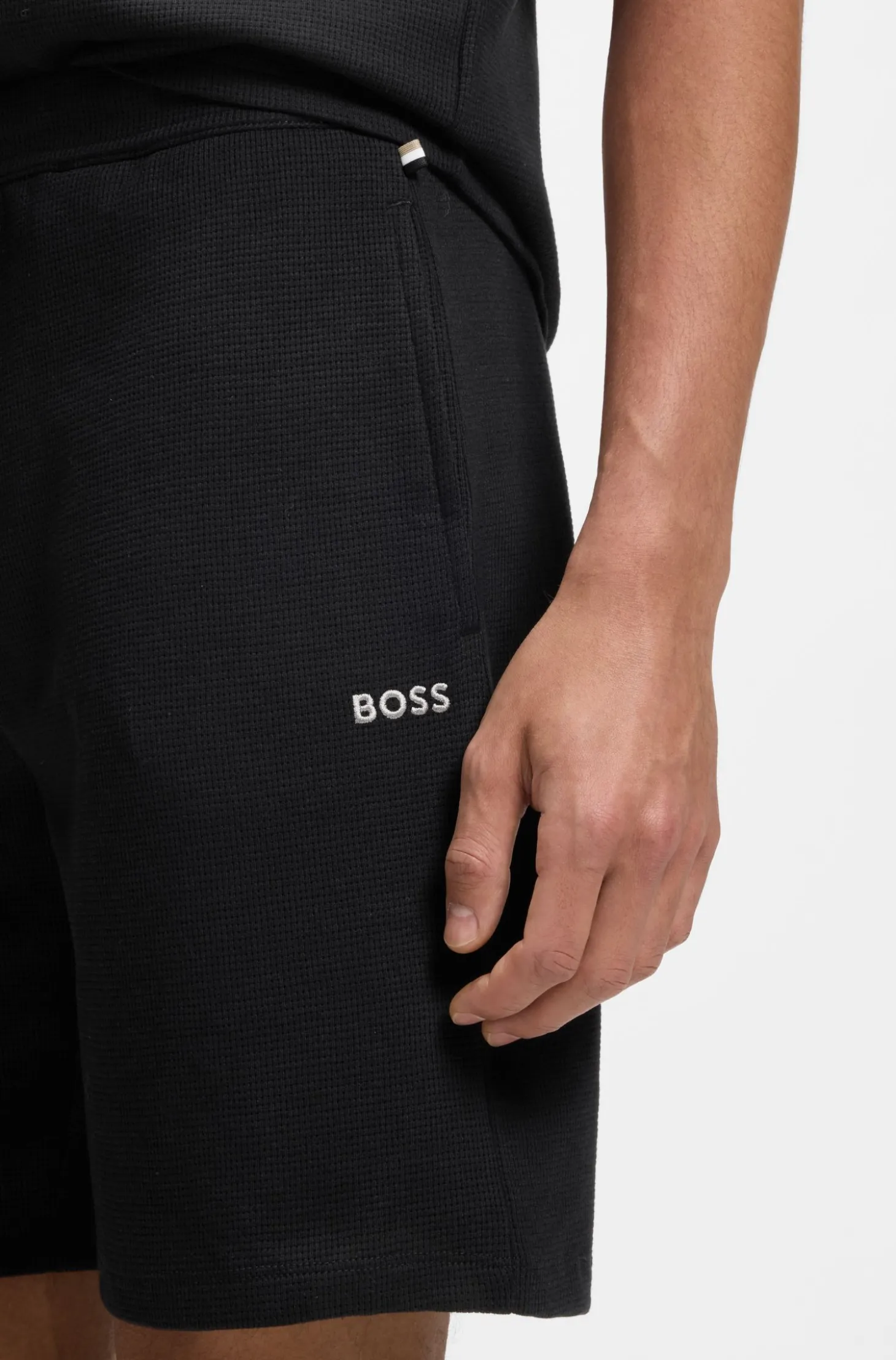 Pyjama-Shorts aus Baumwoll-Mix mit Logo-Stickerei