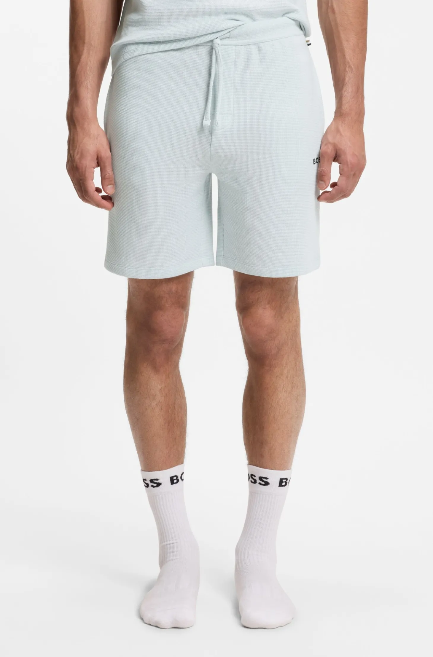 Pyjama-Shorts aus Baumwoll-Mix mit Logo-Stickerei
