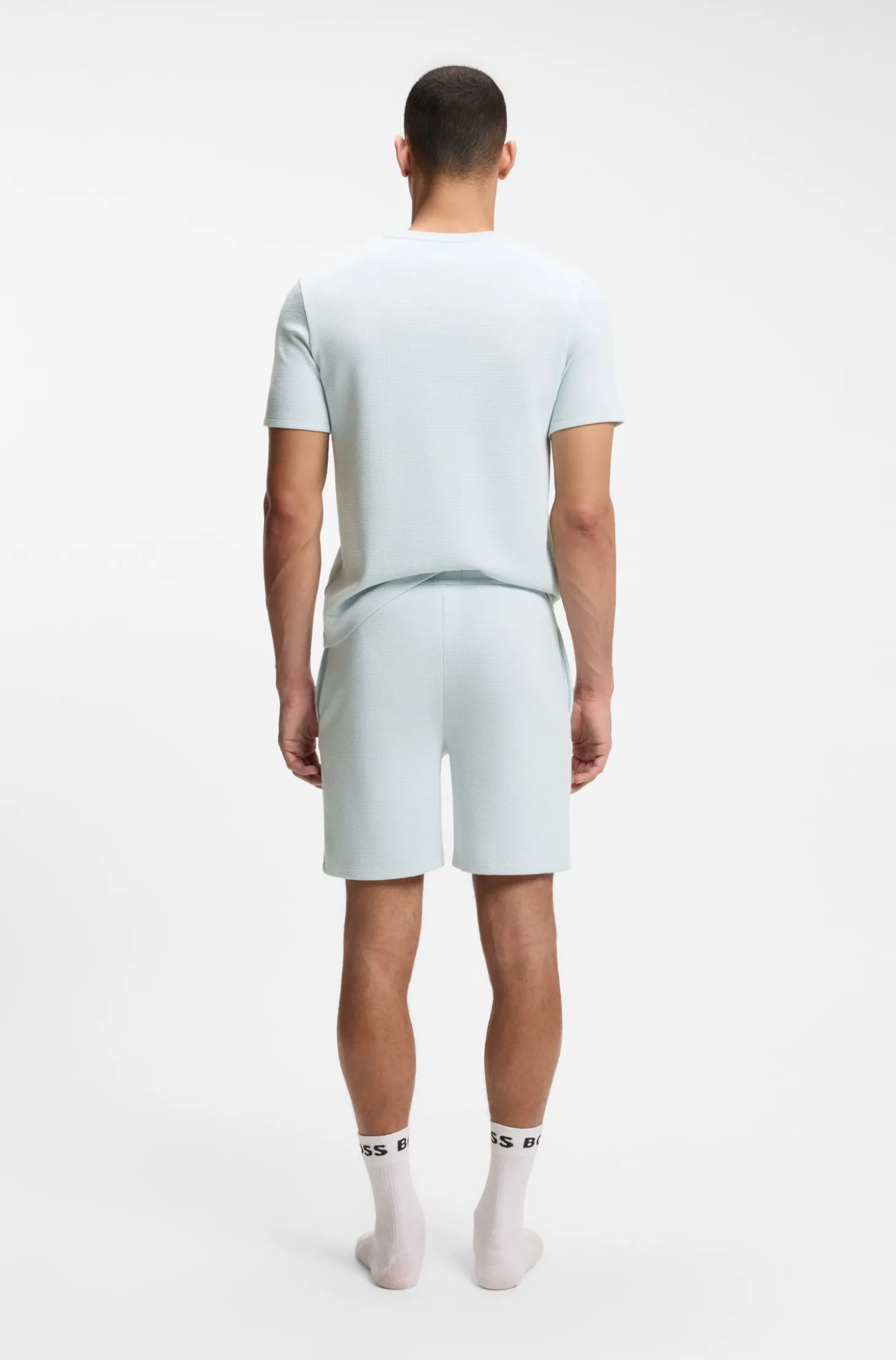 Pyjama-Shorts aus Baumwoll-Mix mit Logo-Stickerei