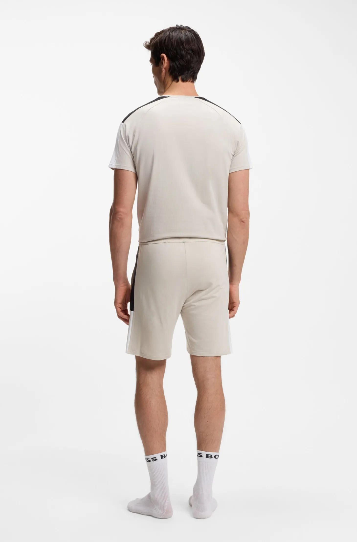 Pyjama-Shorts aus Baumwoll-Mix mit Colorblocking