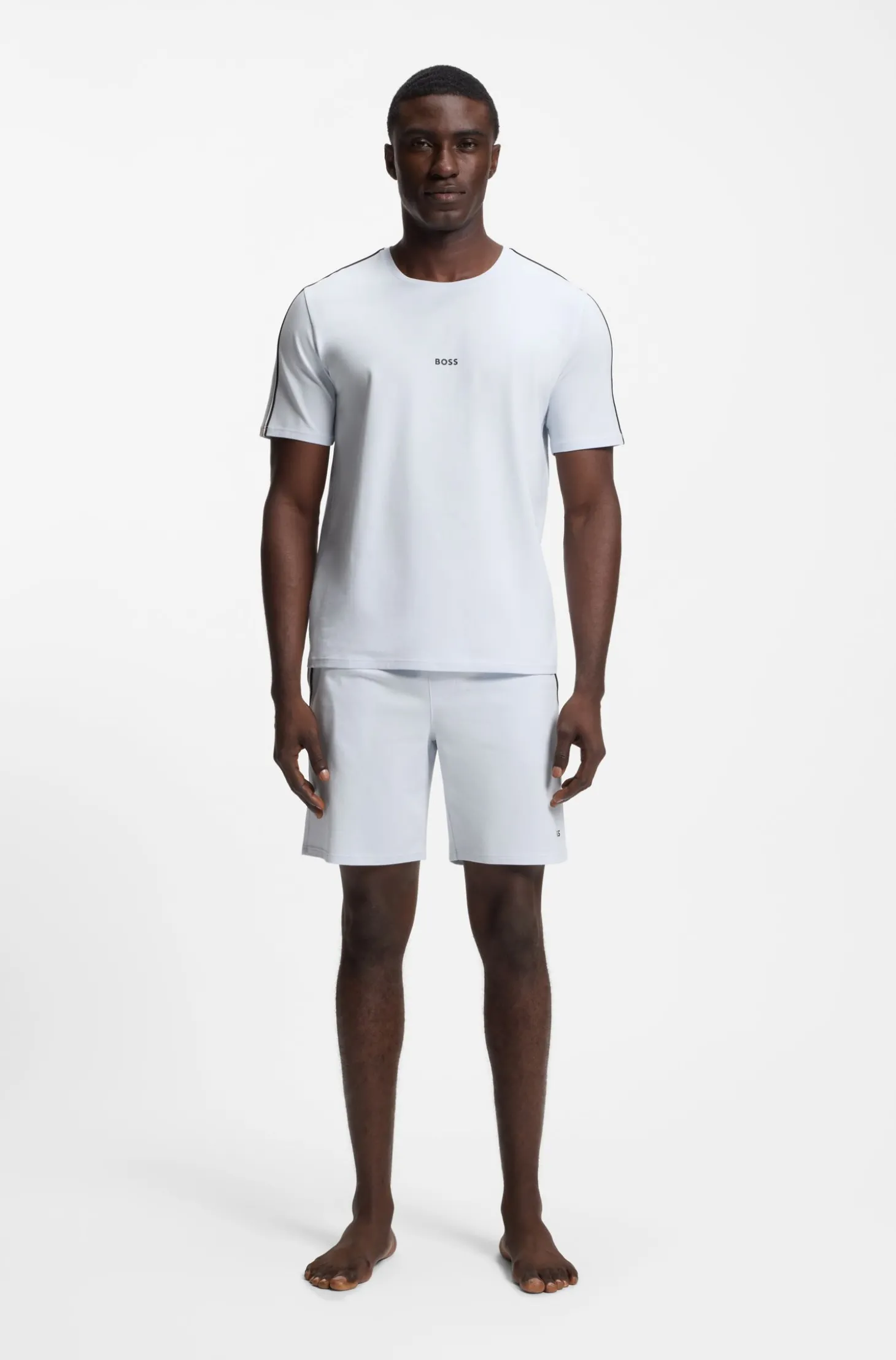Pyjama-Shorts aus elastischer Baumwolle mit Tape-Details