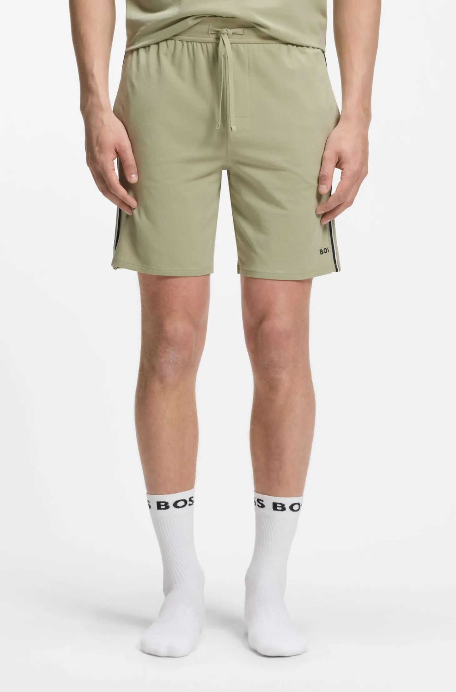 Pyjama-Shorts aus elastischer Baumwolle mit Signature-Streifen-Details