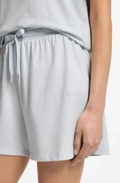Pyjama-Shorts aus elastischer Baumwolle mit Logo-Kordeln