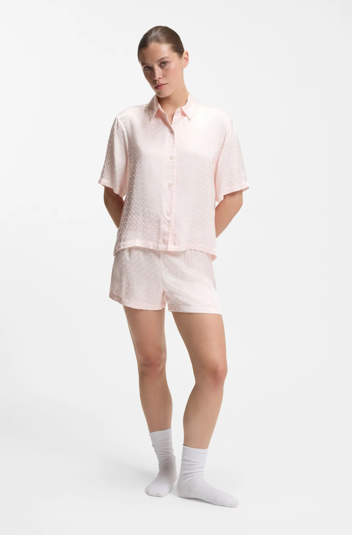 Pyjama-Shorts aus Satin mit Monogramm-Jacquard