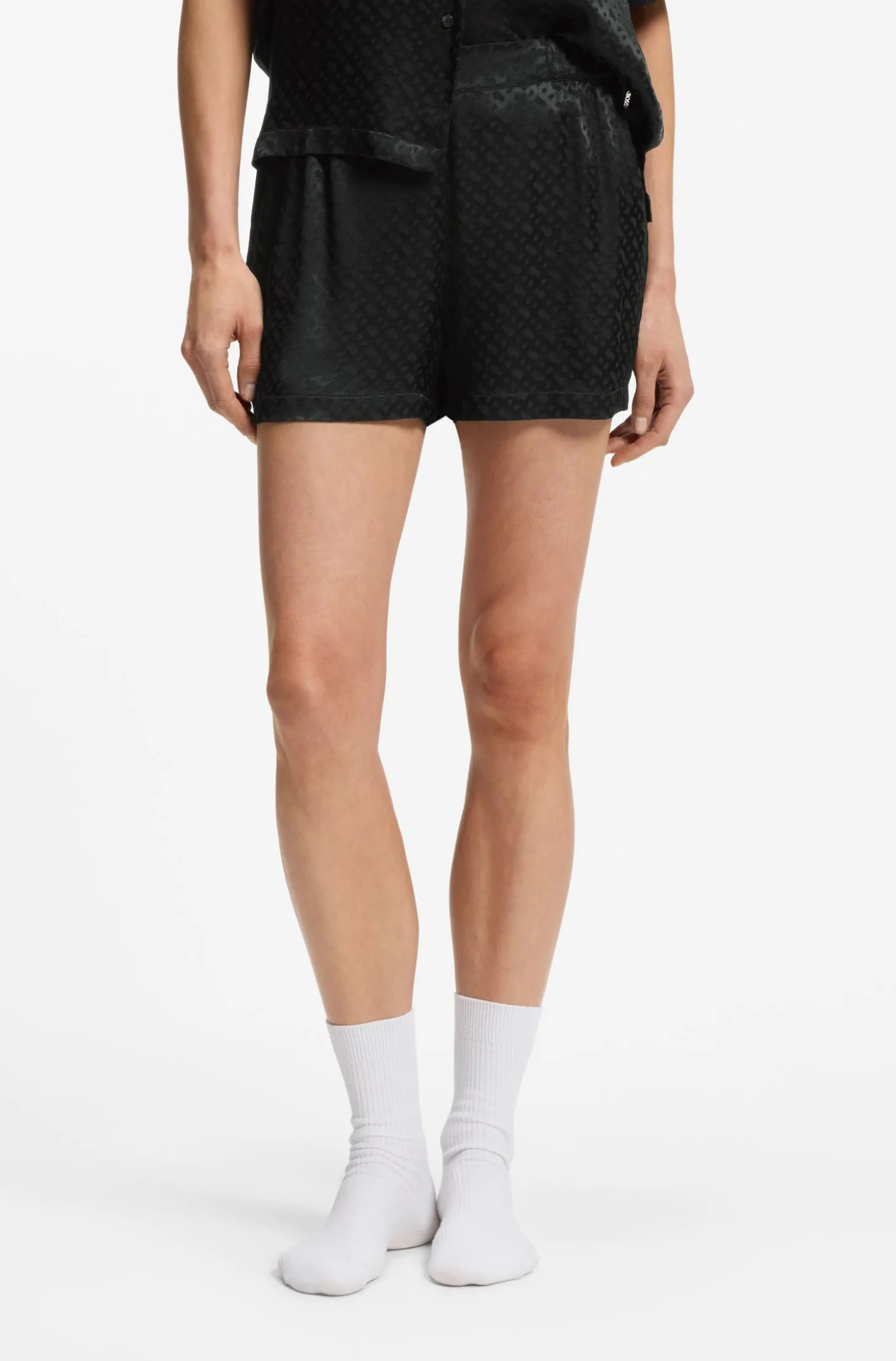 Pyjama-Shorts aus Satin mit Monogramm-Jacquard