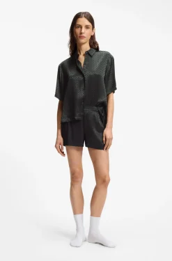 Pyjama-Shorts aus Satin mit Monogramm-Jacquard