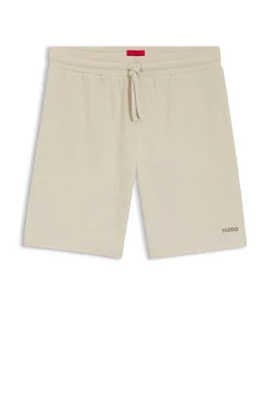 Pyjama-Shorts mit Waffelstruktur und Logo-Stickerei