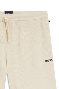 Pyjama-Shorts mit Waffelstruktur und Logo-Stickerei