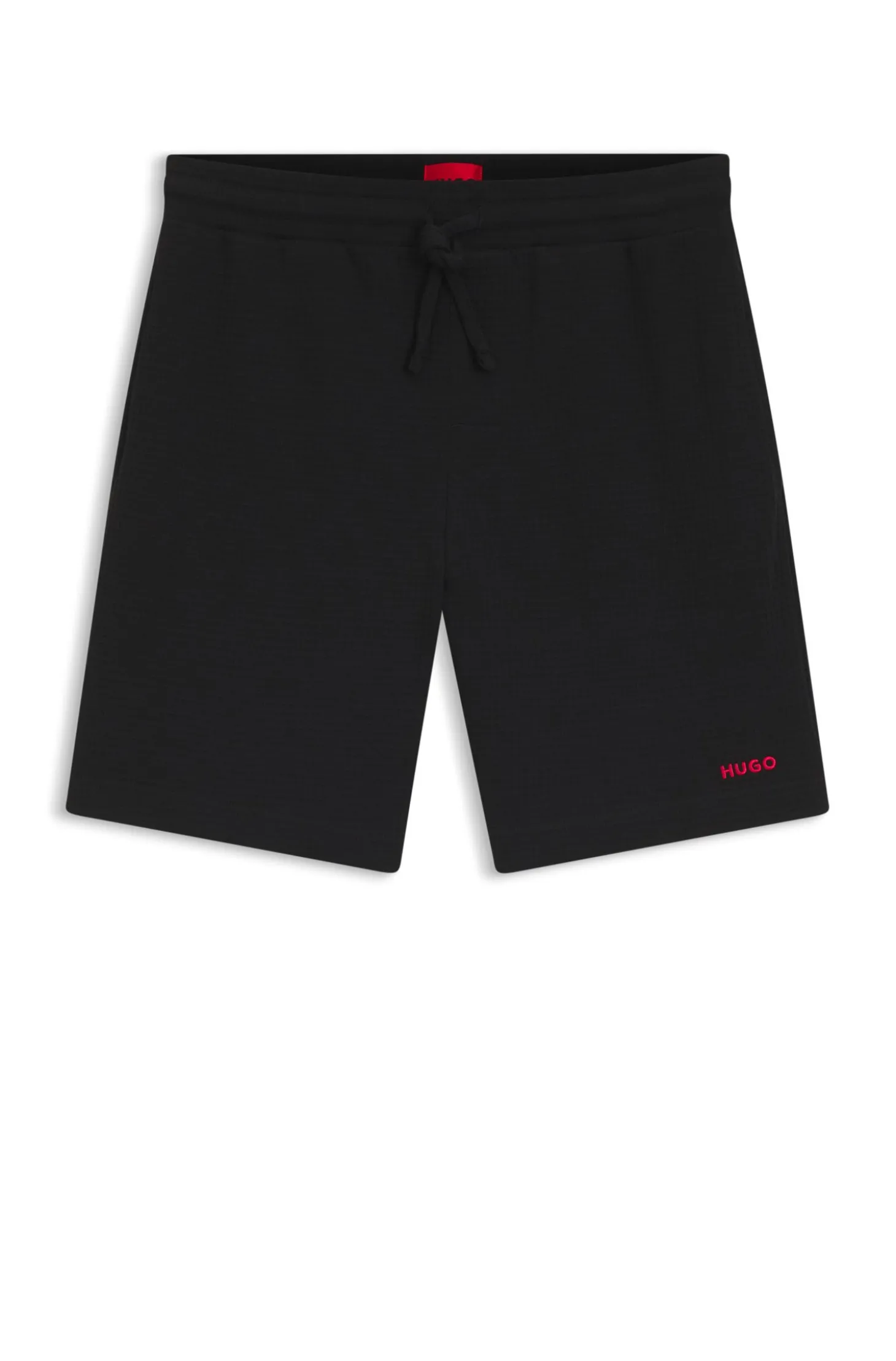 Pyjama-Shorts mit Waffelstruktur und Logo-Stickerei