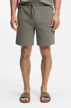 Pyjama-Shorts mit Waffelstruktur und Logo-Stickerei