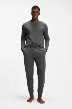 Pyjama-Top aus Baumwolle mit gestreiften Ärmel-Details