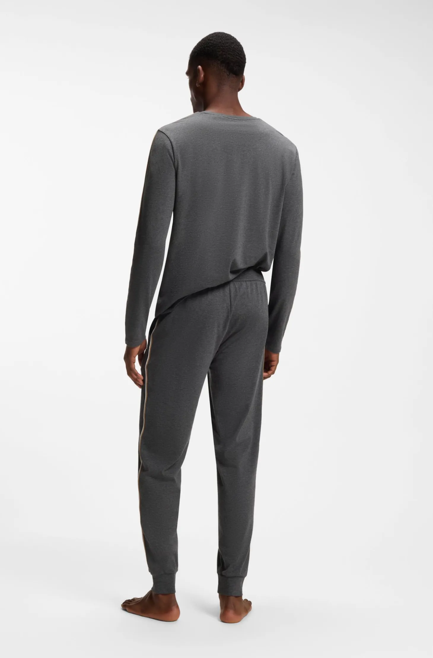 Pyjama-Top aus Baumwolle mit gestreiften Ärmel-Details