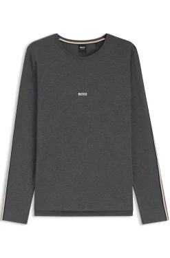 Pyjama-Top aus Baumwolle mit gestreiften Ärmel-Details