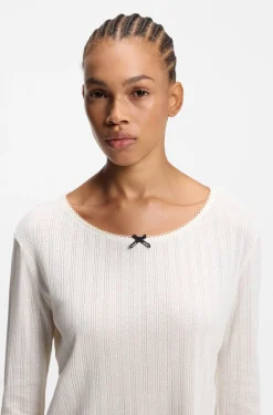 Pyjama-Top aus Pointelle mit Picot-Detail