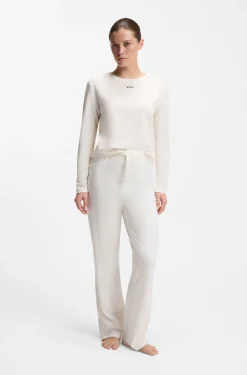 Pyjama-Top aus Stretch-Baumwolle mit Logo-Print