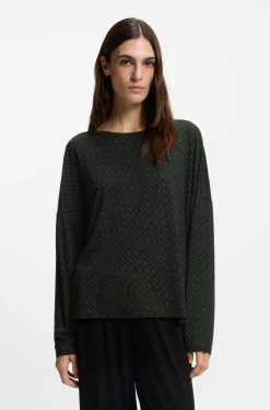 Pyjama-Top mit Monogramm-Print und Fledermausärmeln