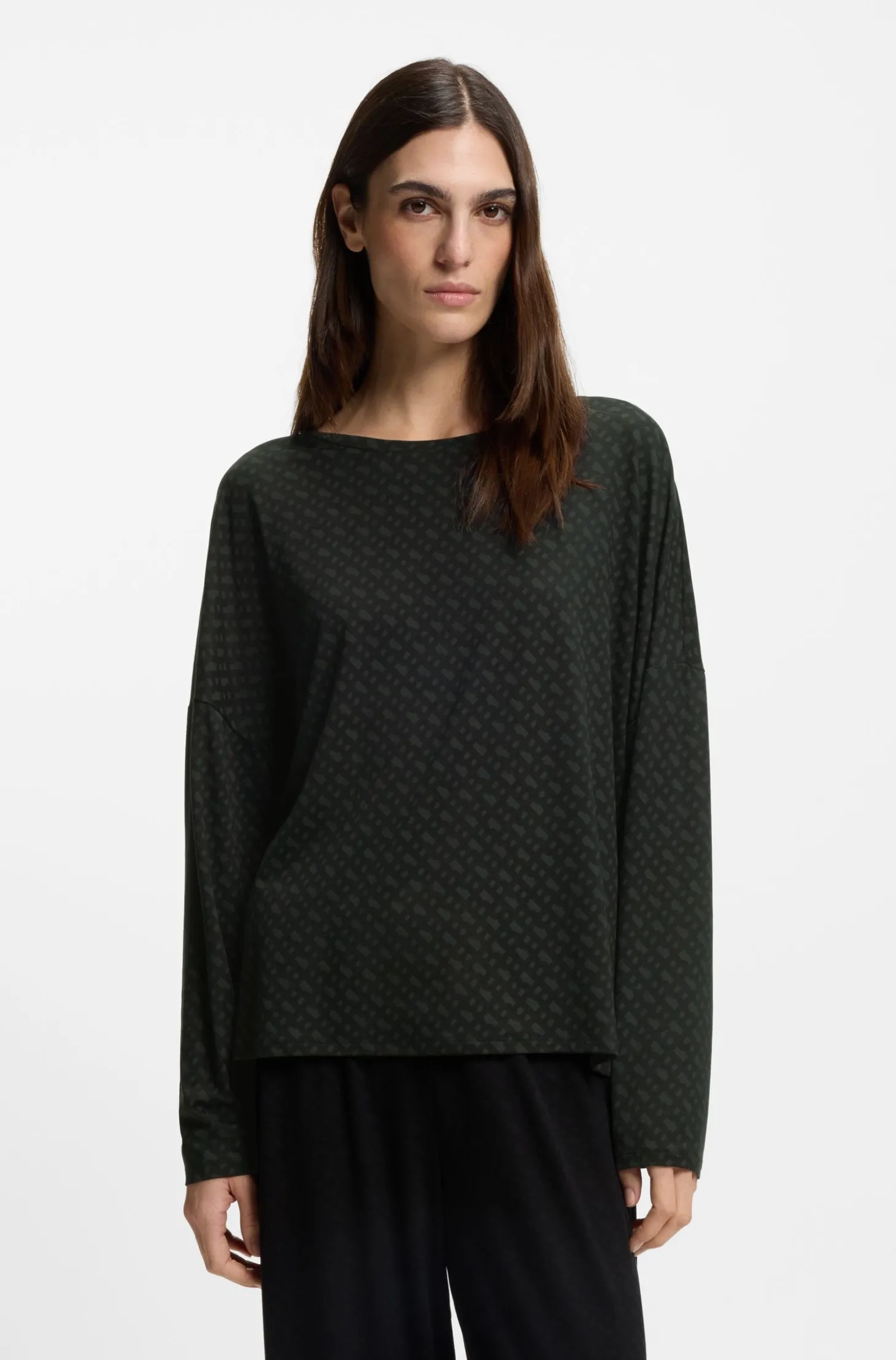 Pyjama-Top mit Monogramm-Print und Fledermausärmeln