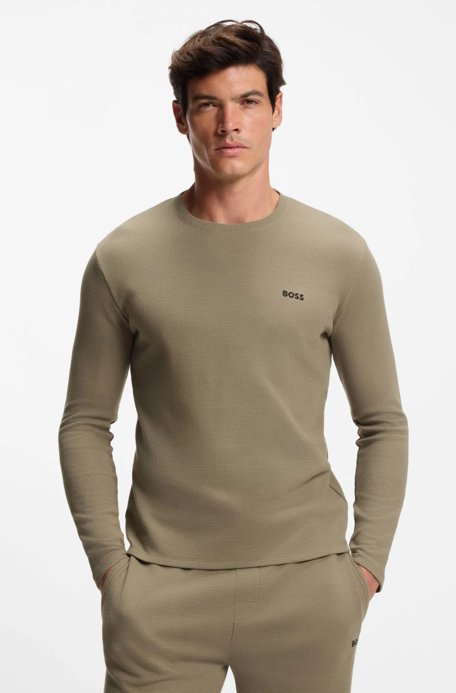 Pyjama-T-Shirt aus Ottoman-Jersey mit Logo-Stickerei