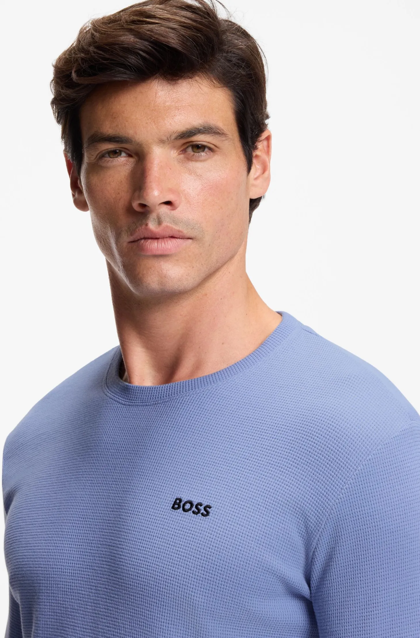 Pyjama-T-Shirt aus Ottoman-Jersey mit Logo-Stickerei