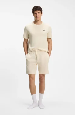 Pyjama-T-Shirt mit Waffelstruktur und Logo-Stickerei