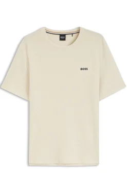 Pyjama-T-Shirt mit Waffelstruktur und Logo-Stickerei