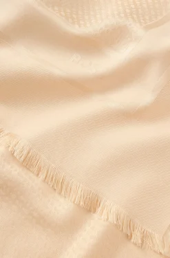Quadratischer Schal aus Seide und Wolle mit Logo-Details