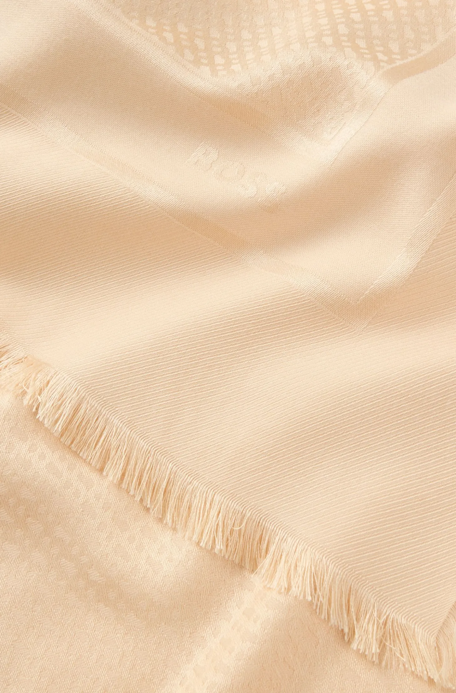 Quadratischer Schal aus Seide und Wolle mit Logo-Details