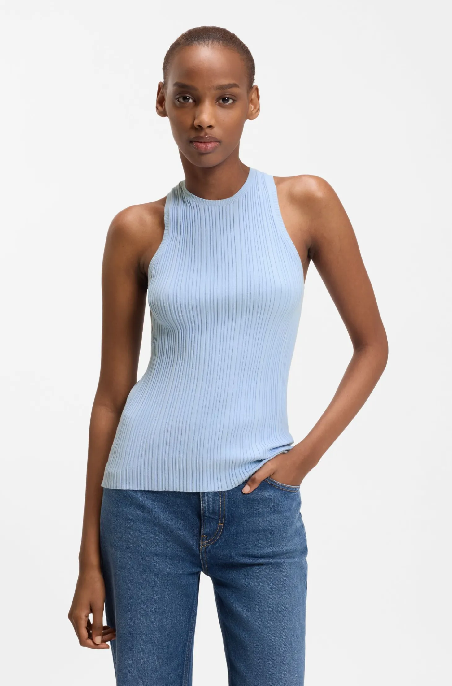 Racerback-Top aus geripptem Krepp