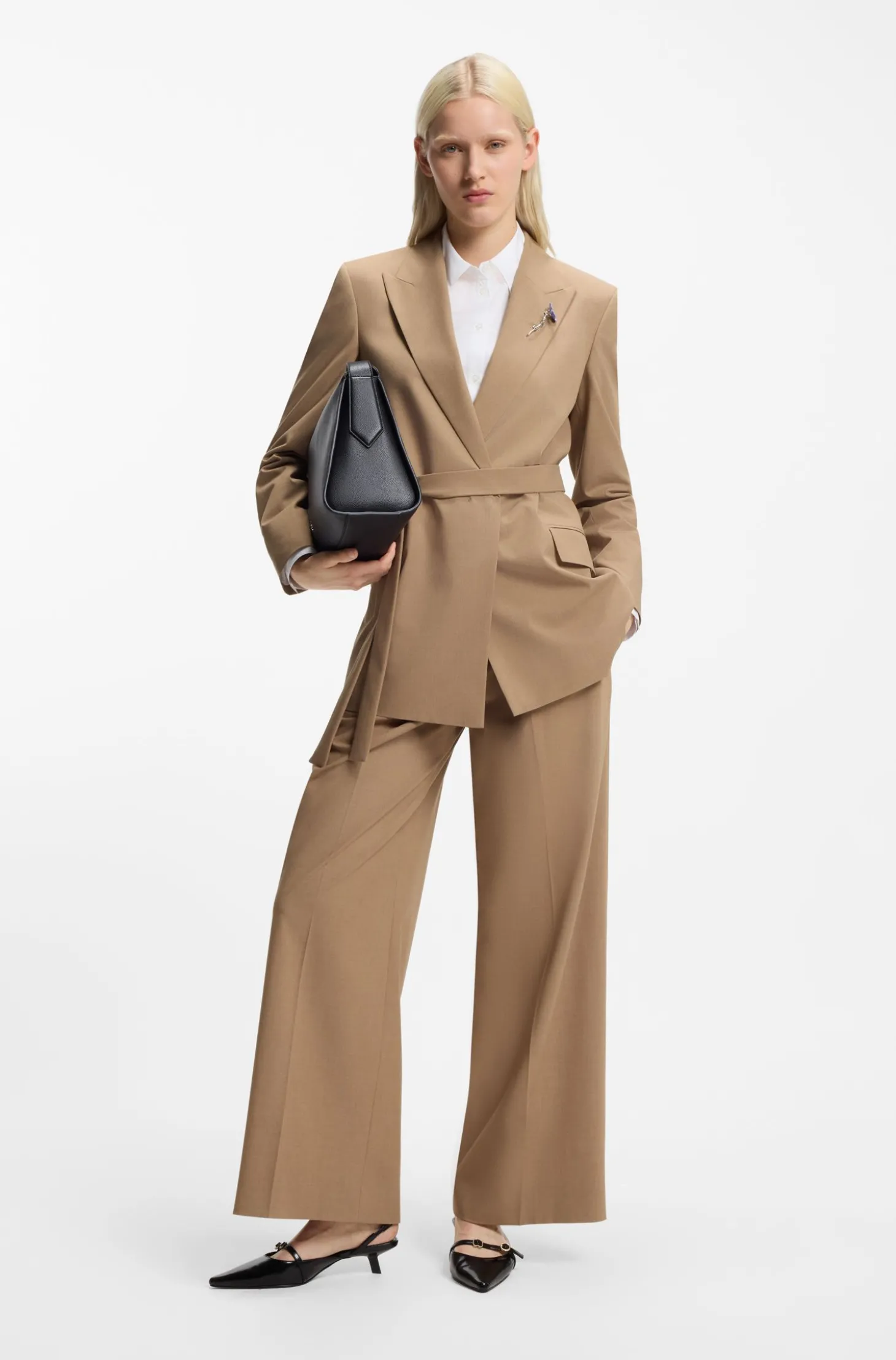 Regular-Fit Blazer aus elastischem meliertem Gewebe