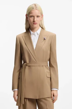 Regular-Fit Blazer aus elastischem meliertem Gewebe