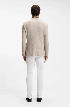 Regular-Fit Blazer aus gemustertem Leinen-Mix