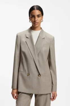 Regular-Fit Blazer aus italienischer Schurwolle mit Stretch-Anteil