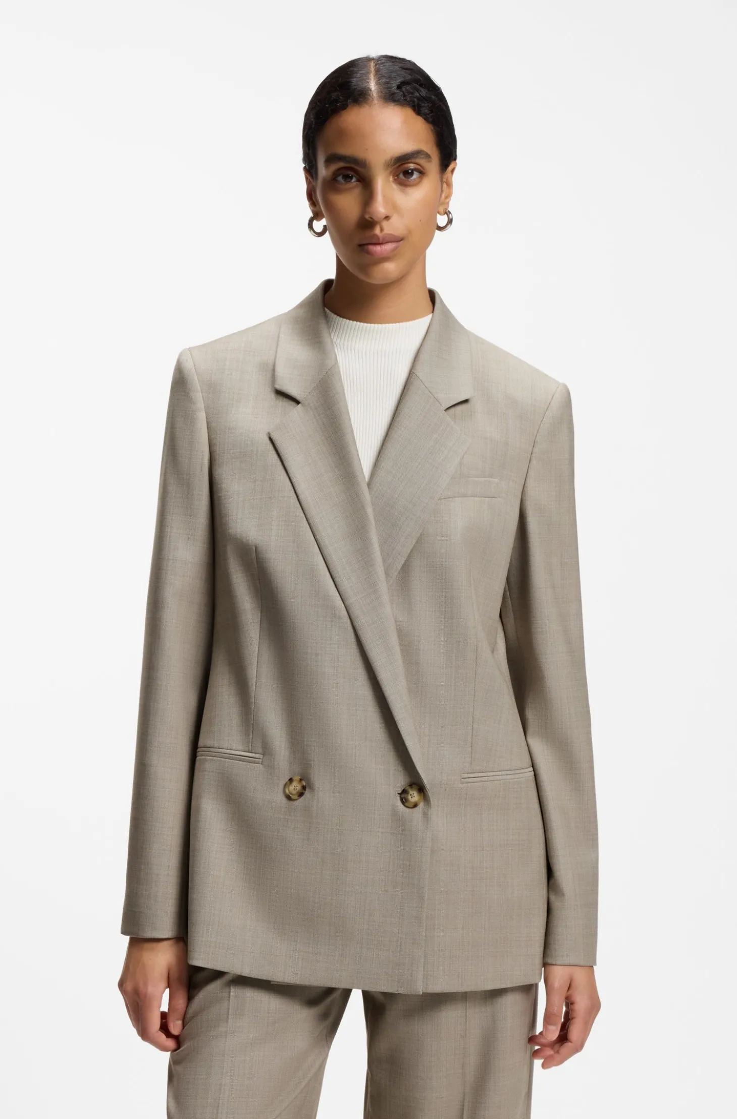 Regular-Fit Blazer aus italienischer Schurwolle mit Stretch-Anteil