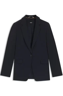 Regular-Fit Blazer aus knitterfreiem Krepp