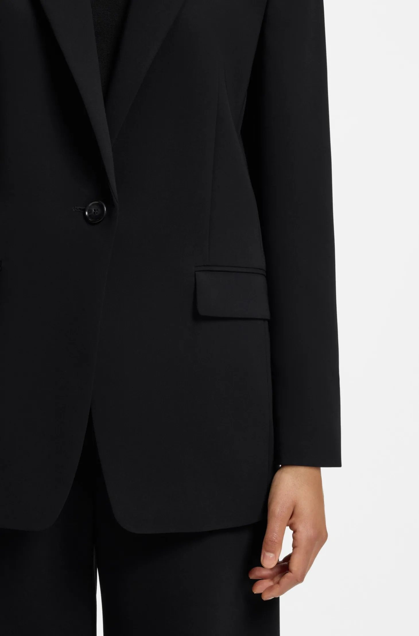 Regular-Fit Blazer aus knitterfreiem Krepp