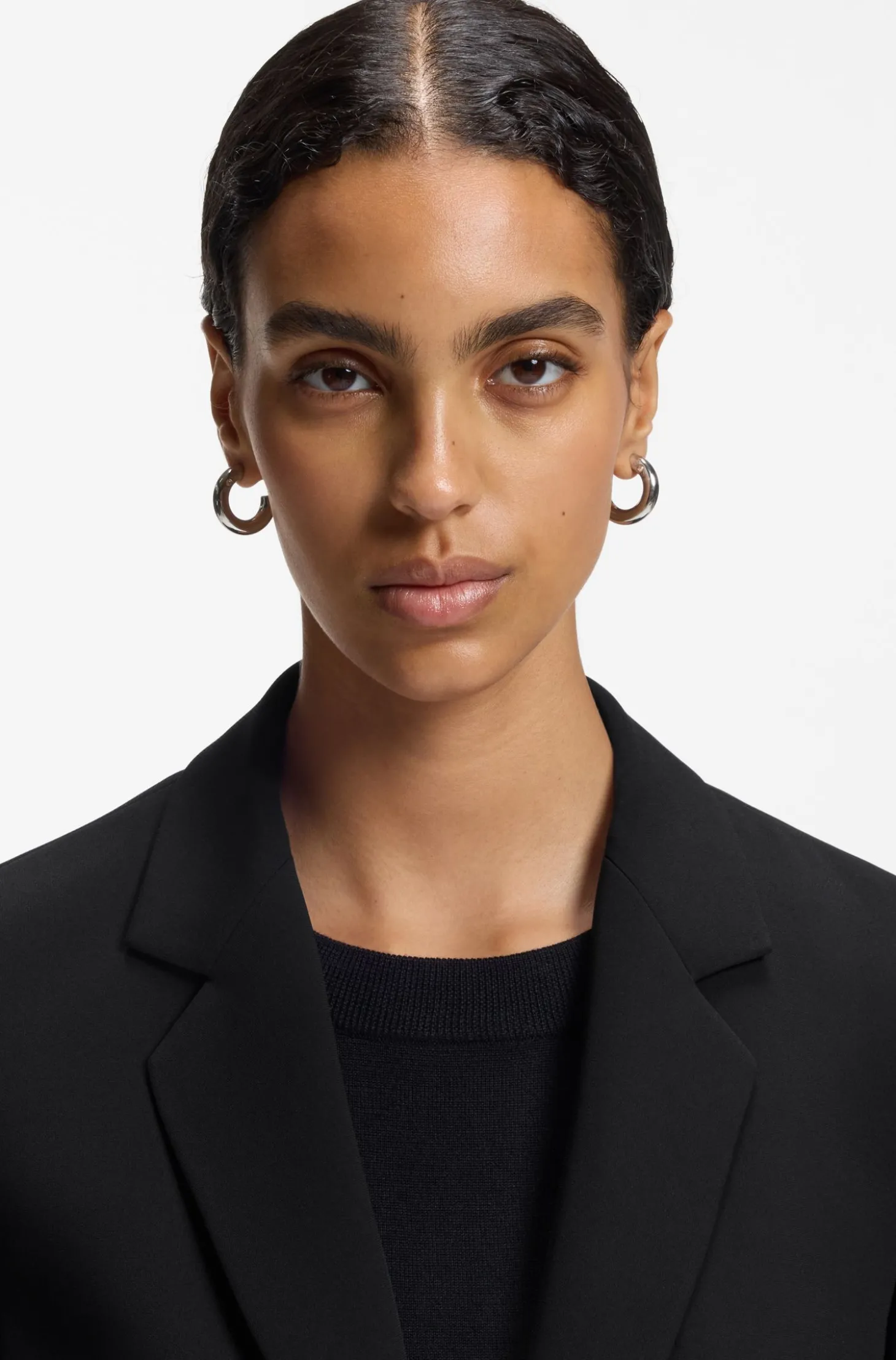 Regular-Fit Blazer aus knitterfreiem Krepp