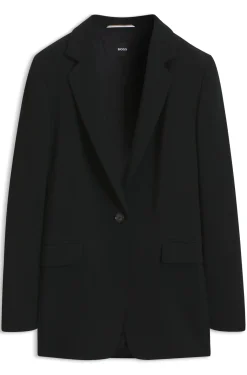 Regular-Fit Blazer aus knitterfreiem Krepp
