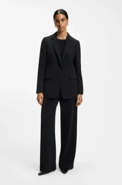 Regular-Fit Blazer aus knitterfreiem Krepp