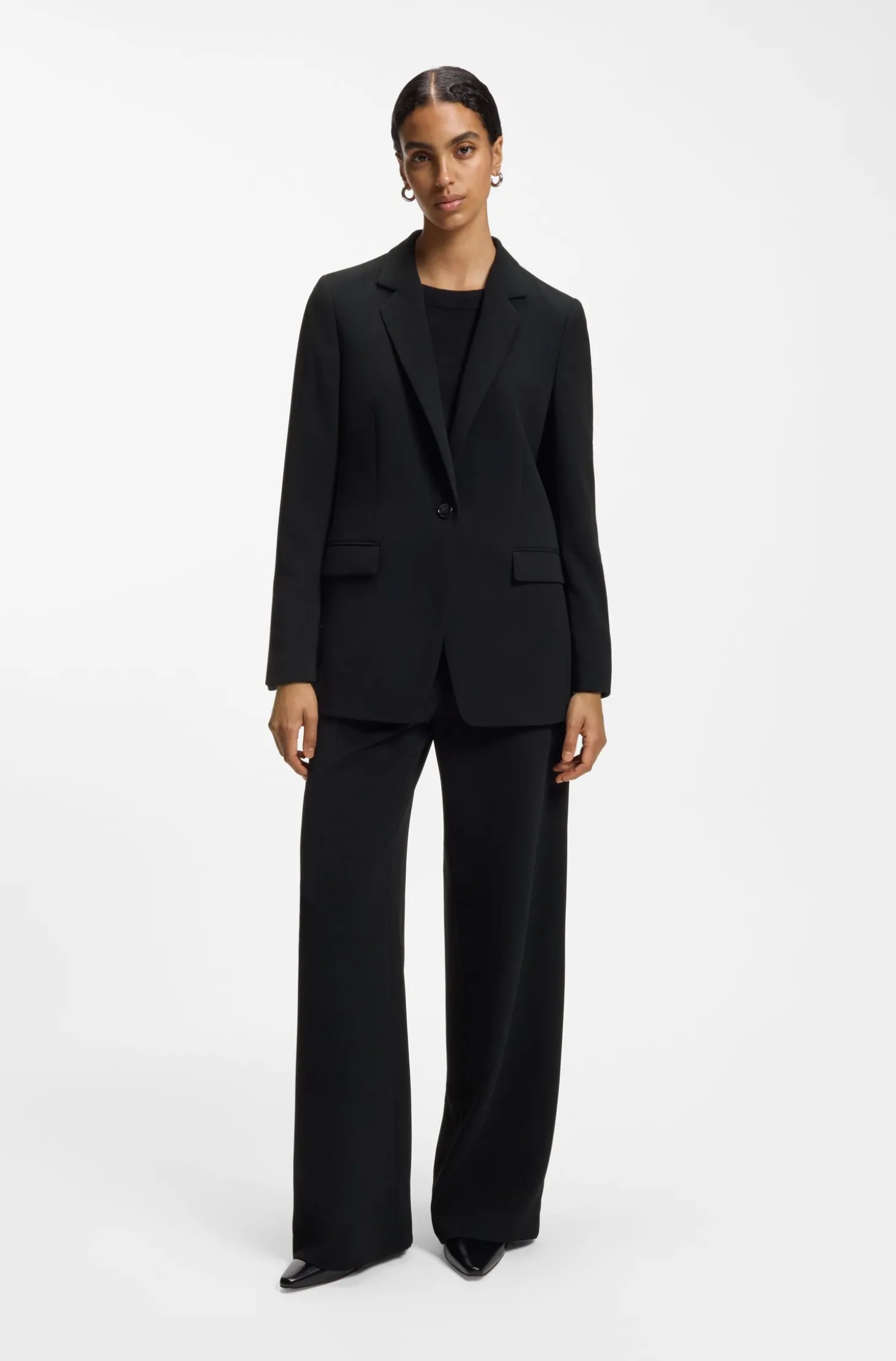 Regular-Fit Blazer aus knitterfreiem Krepp