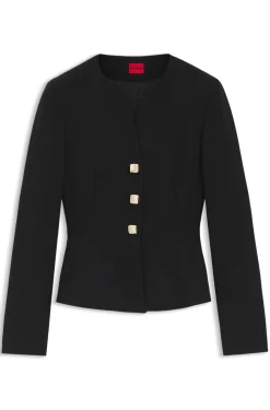 Regular-Fit Blazer aus Krepp-Gewebe mit Schößchen-Saum