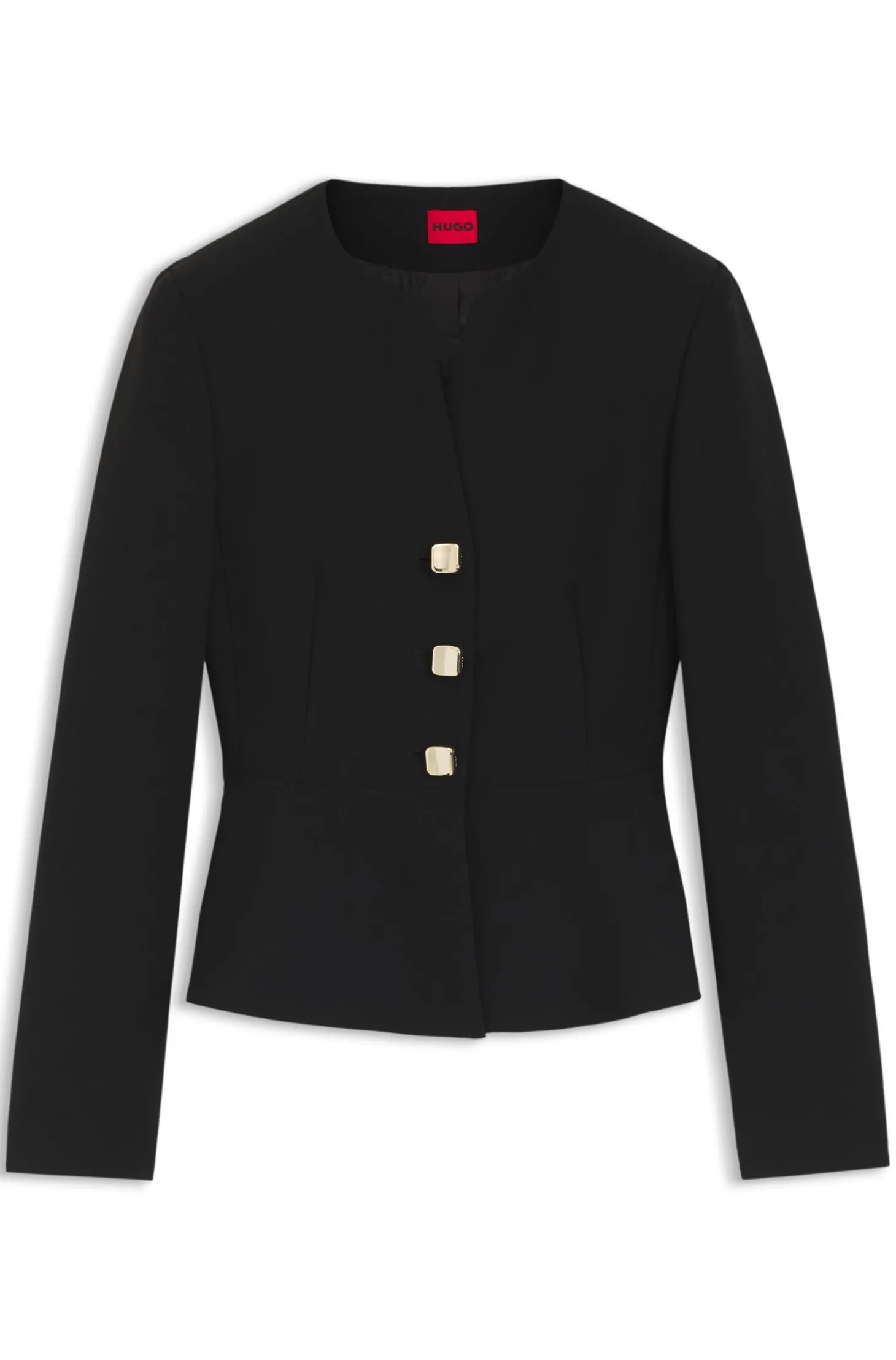 Regular-Fit Blazer aus Krepp-Gewebe mit Schößchen-Saum
