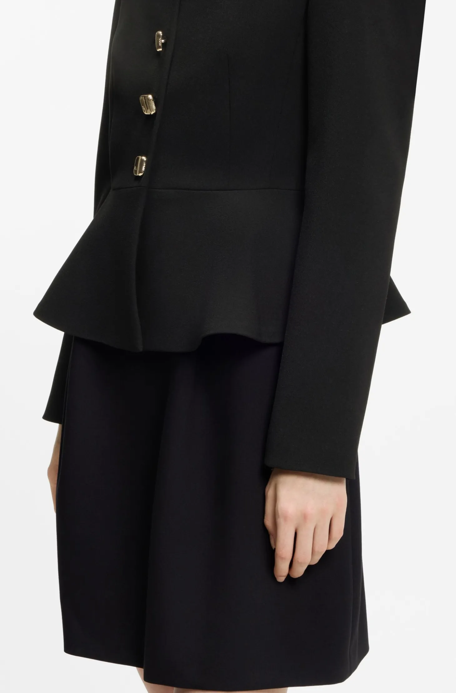 Regular-Fit Blazer aus Krepp-Gewebe mit Schößchen-Saum