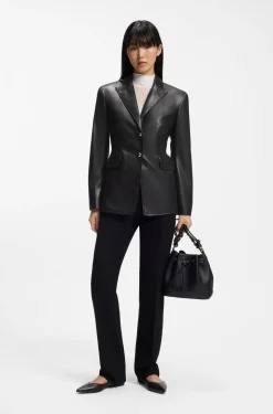 Regular-Fit Blazer aus Kunstleder