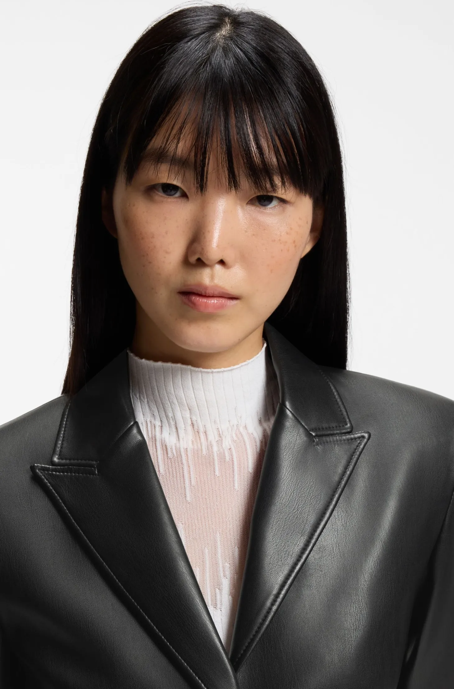 Regular-Fit Blazer aus Kunstleder